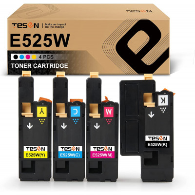 TESEN E525W 525 Compatible Toner Cartridge Replacement - 4 Pack (Black Cyan Magenta Yellow)